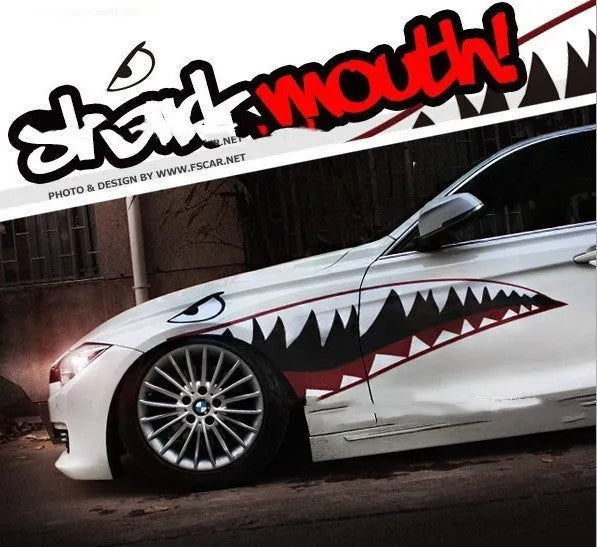 Large shark design car sticker measuring 150cm in length for vehicle decoration