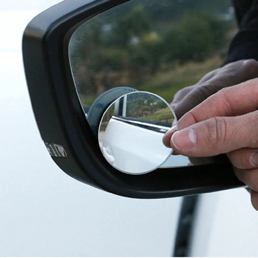 Silver car reflective rearview mirror 5cm 360 degree adjustable blind spot mirror with convex glass surface