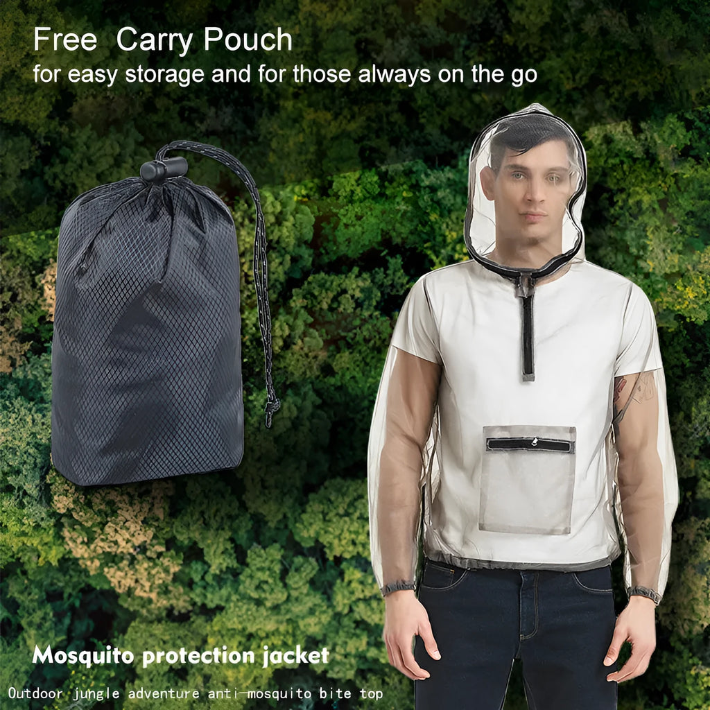 Rayman Jungle Run breathable insect-proof jacket in smoky gray mesh cloth for outdoor mountaineering and jungle crossing