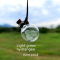 Glass fire extinguisher shaped pendant with preserved hydrangea flowers for car interior decoration