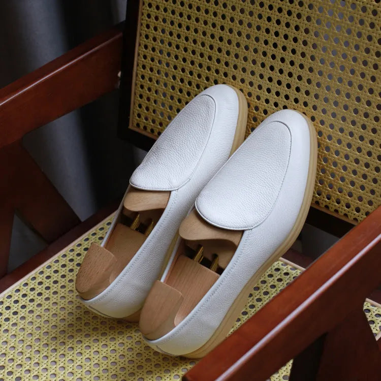 British handmade men's leather loafers LP flat with full grain leather upper and TPR sole
