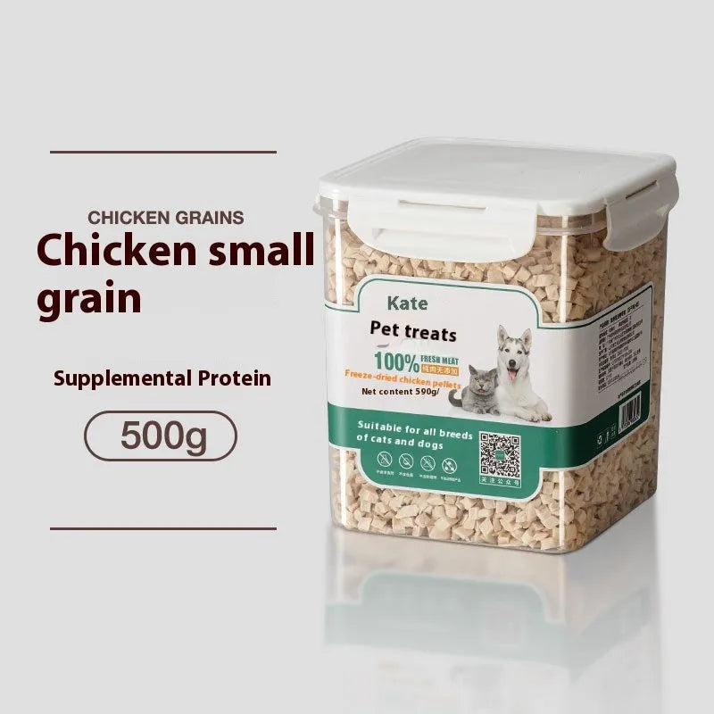500g bag and barrel of freeze-dried high-grade chicken nuggets for cats without shreds