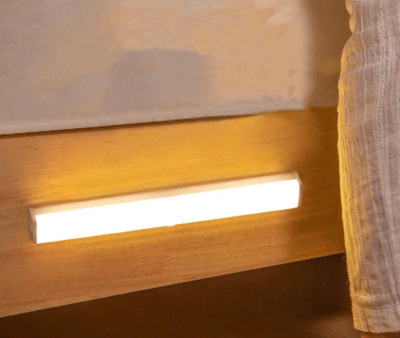 LED body induction light strip with aluminium and plastic lampshade, black, 30cm length