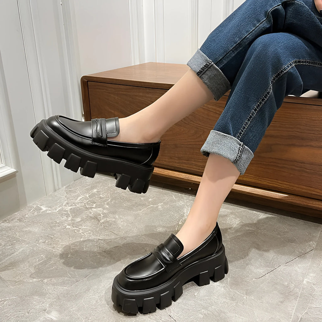 British style wide fit loafers in patent leather or matte finish with rubber sole and shallow opening