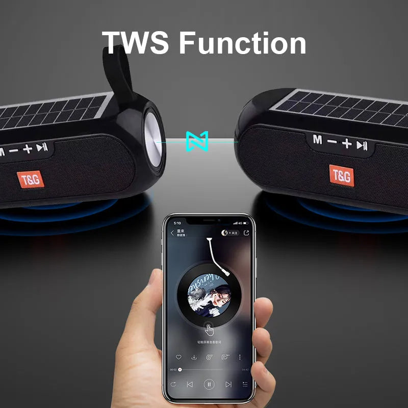 TG182 portable wireless Bluetooth speaker in black with cylindrical design and control buttons