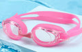HD prescription swimming goggles with silicone seals in black, available in myopia grades 200 to 600 degrees.