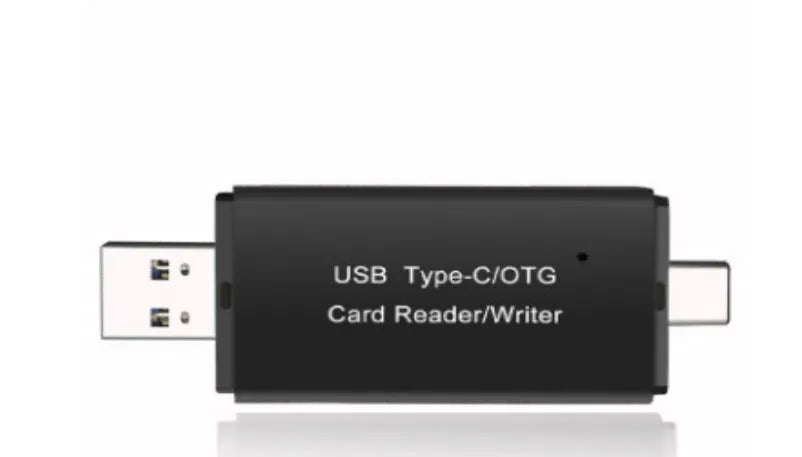USB 3.0 card reader for SD and TF memory cards, black, Type-C interface, 29g