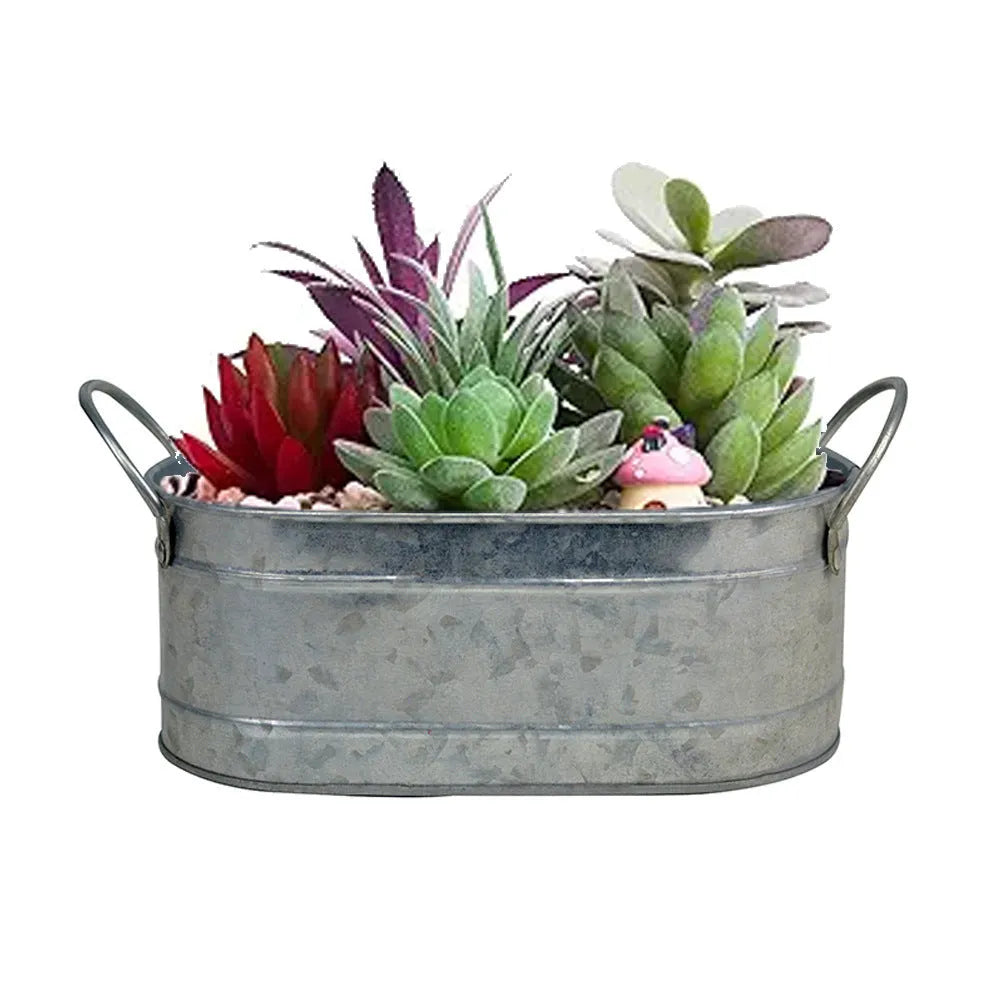 Iron sheet succulent flowerpot in desktop style with metal construction