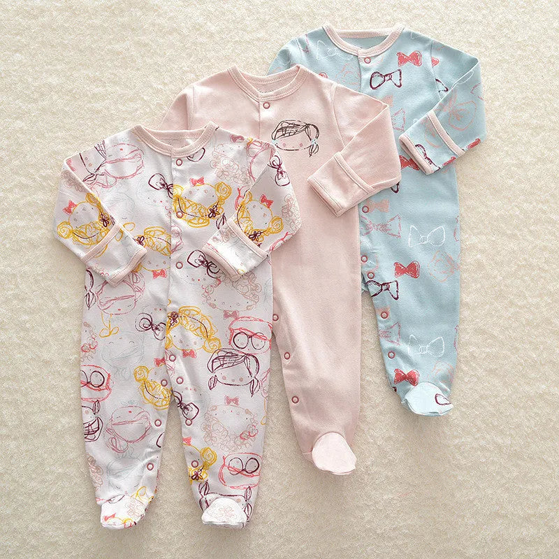 Baby crawling suit onesie in 100% cotton with soft treatment animal pattern for infants 1–3 years