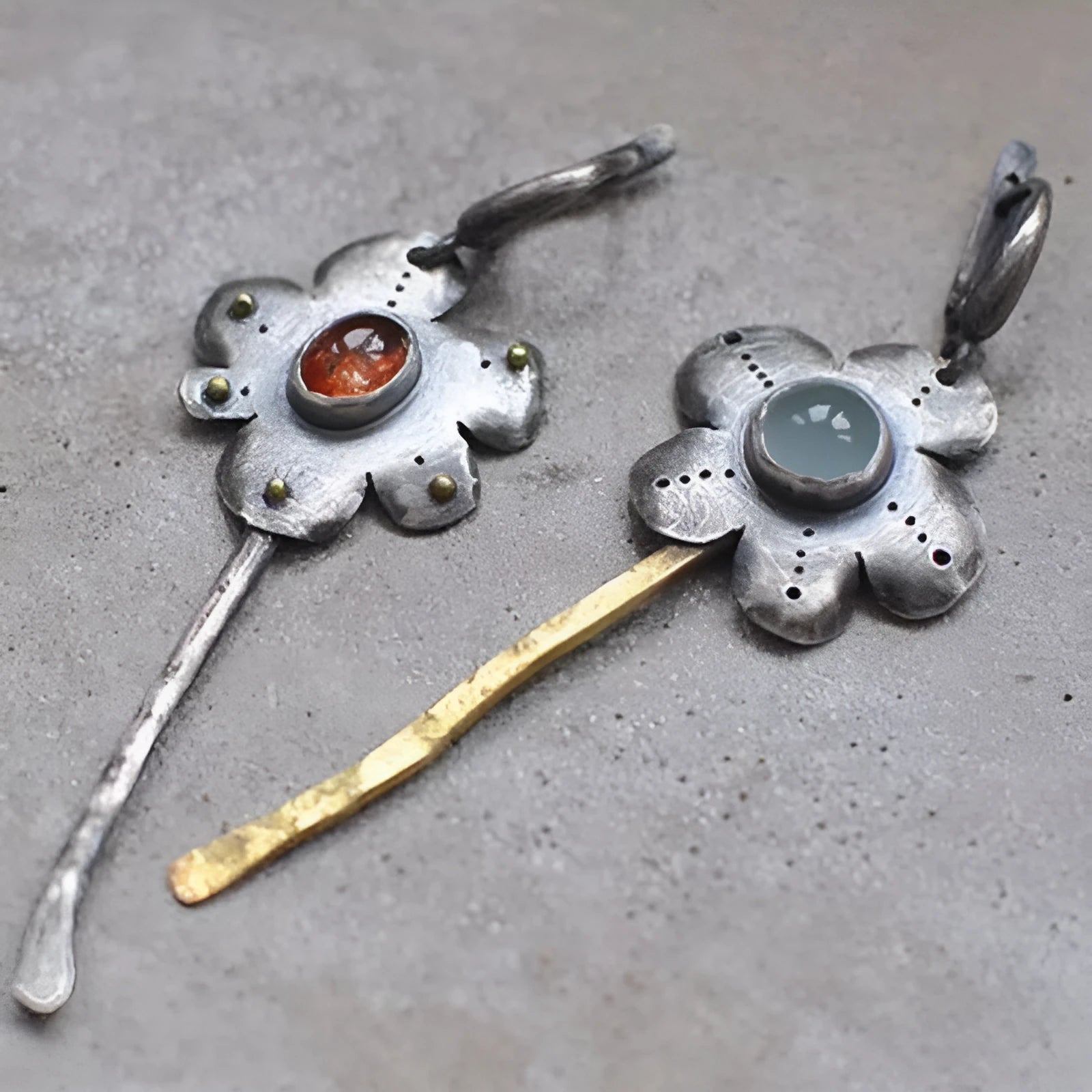 Fashion retro two-tone flower long earrings, alloy, electroplated finish, geometric shape, asymmetrical colours