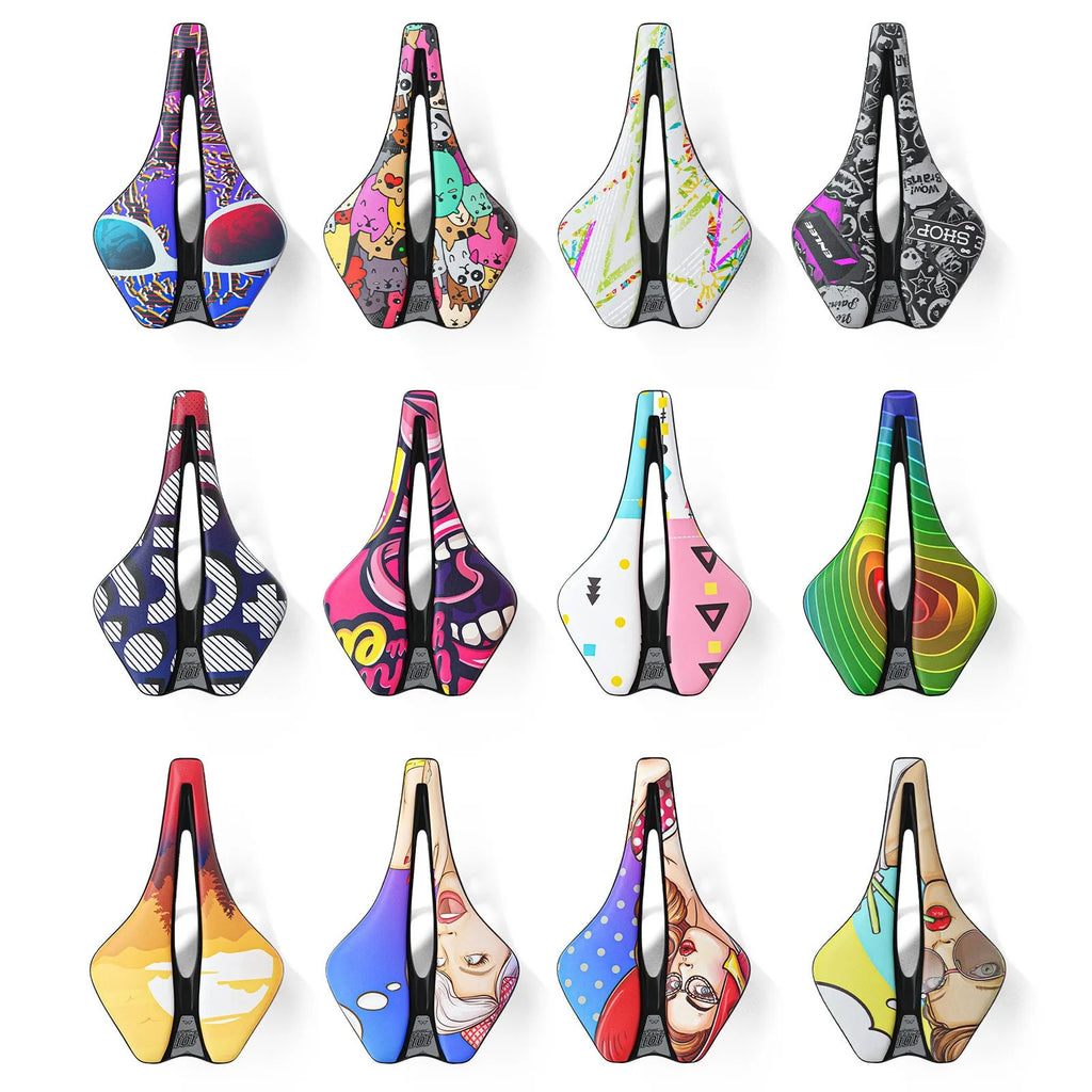 Ultra-light EVA bike saddle cushion with PU leather cover and hollow centre, free size, multicolour options