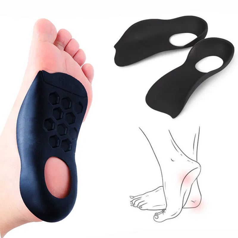 TPR arch support insoles for varus correction in white, black and skin colour options