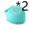 Silicone dog bath massage brush with shampoo dispenser, beige colour, round shape, on white background