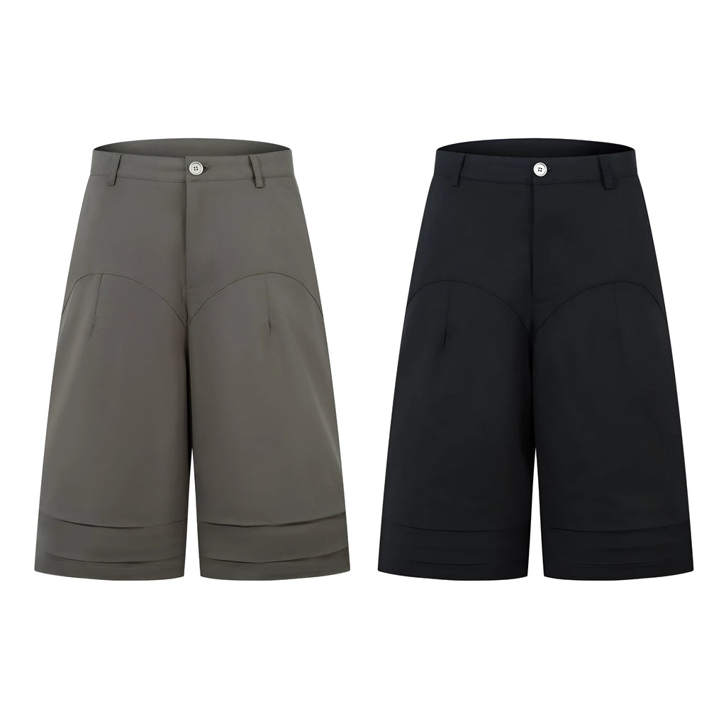 Retro wide-leg denim trousers in mid-length straight cut showing black and green colour options