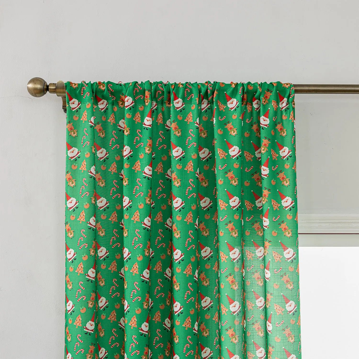 Christmas snowman and angel printed curtain in red or green with windproof semi-shade function