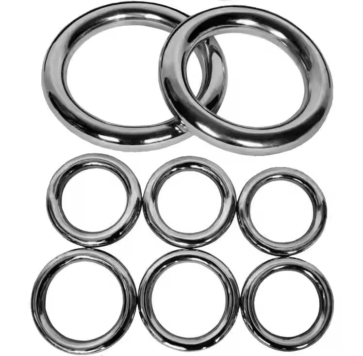 Iron Arm Skill Wing Chun carbon steel training ring shown in three sizes.