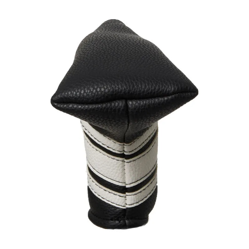 Black PU leather golf club head cover case with included push rod sleeve