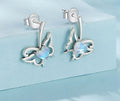 925 silver butterfly stud earrings with moonstone inlay on a white background
