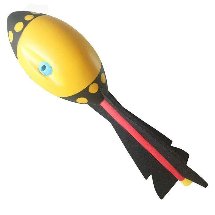 Torpedo throwing children's rocket javelin ball in red, yellow, and colourful mix with net pocket packaging
