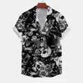 Men's casual short-sleeved loose cardigan shirt with flower print in polyester fabric, available in multiple summer colours
