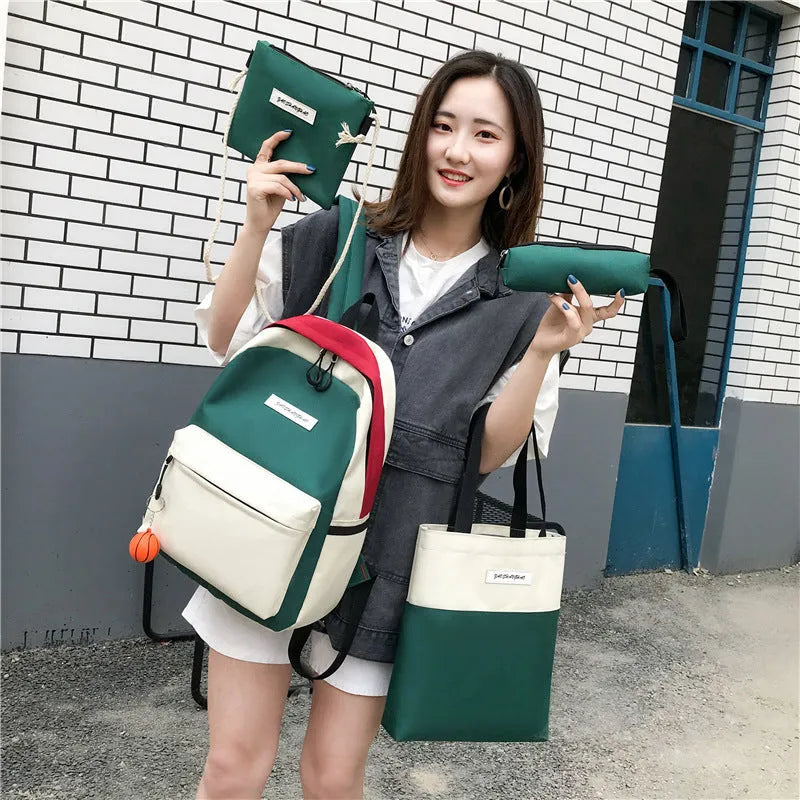 Canvas backpack for women medium 20-35L square shape zipper closure with soft handle and air cushion strap