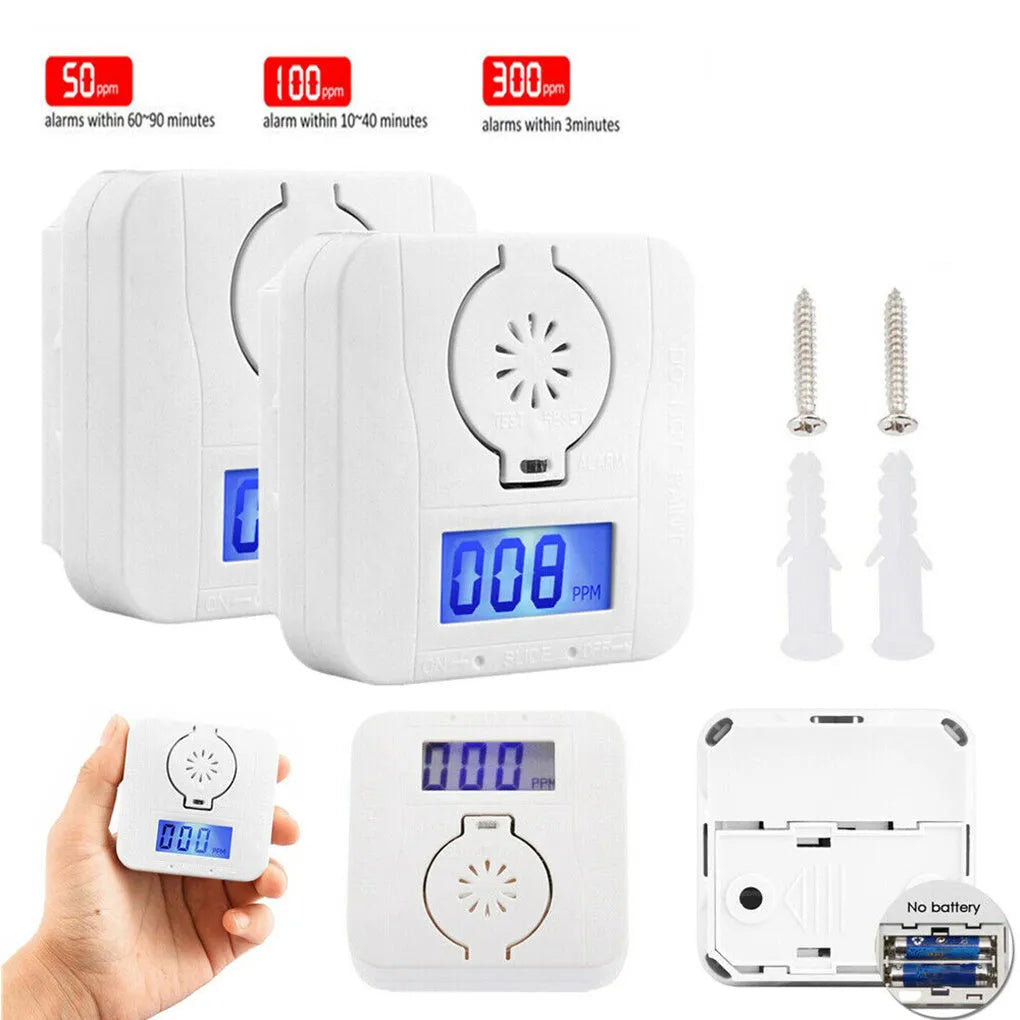 White wireless carbon monoxide alarm unit designed for wall mounting in kitchens and bathrooms