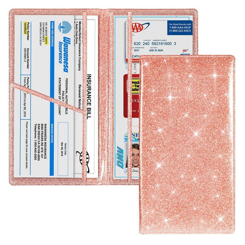 PU leather car insurance policy protective cover wallet in multiple colours for registration document storage