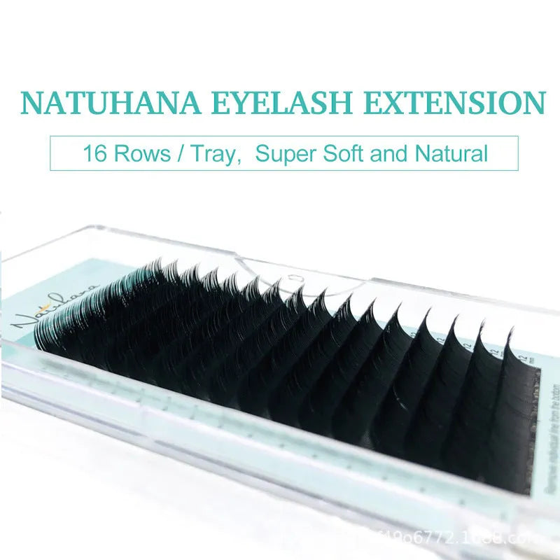Artificial fibre false eyelashes with soft velvet finish showing density and length options