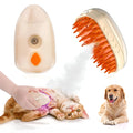 Yellow 4-in-1 cat steam grooming brush with silicone bristles, water tank, and ringworm detector lamp