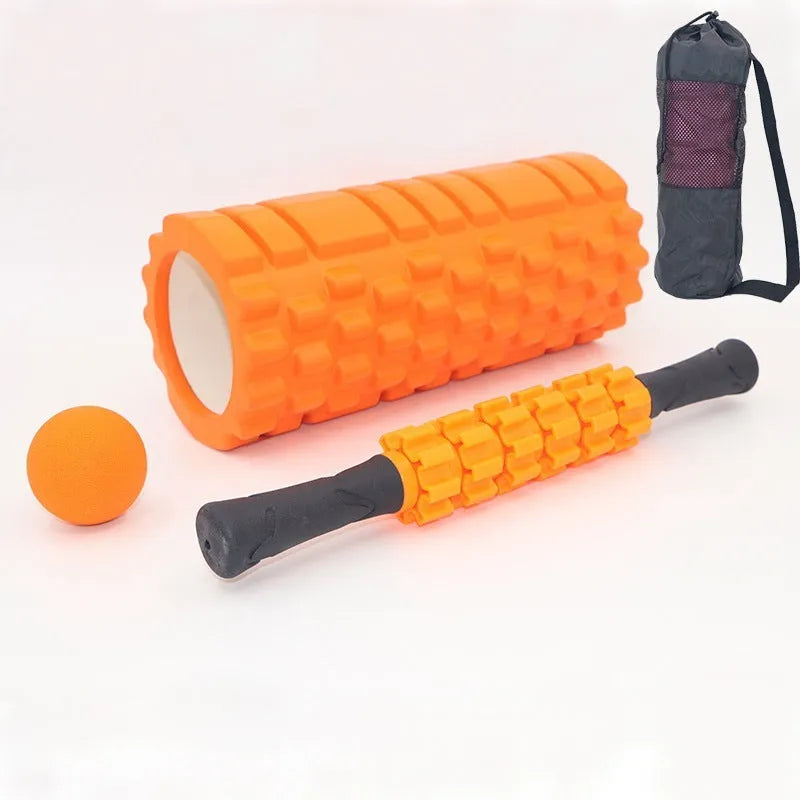33cm black fitness foam roller with integrated massage shaft gear and bar stick elements