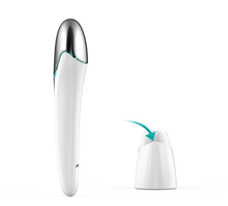 Rechargeable eye massage pen beauty instrument with electroplating ABS body, photo color, for reducing crow's feet and dark circles.