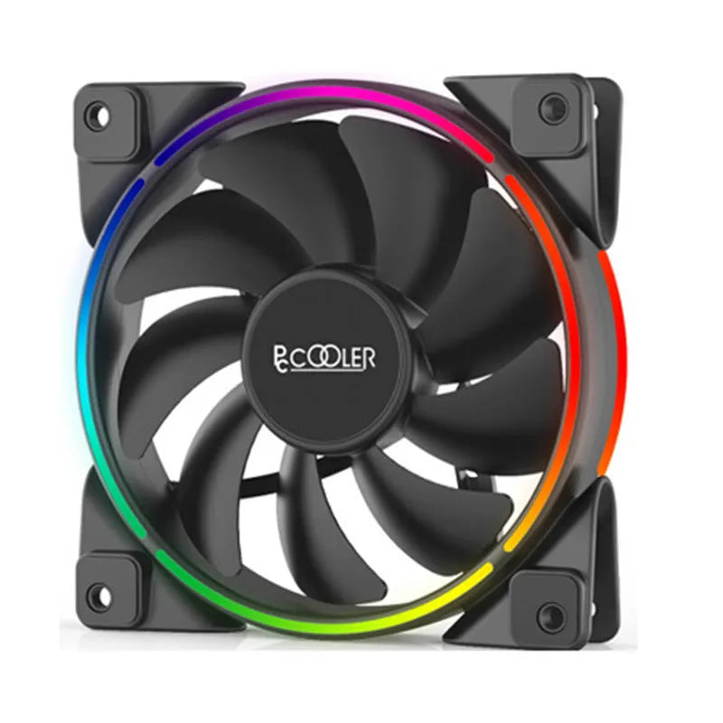 Set of three black 120mm RGB lighting PC case fans.