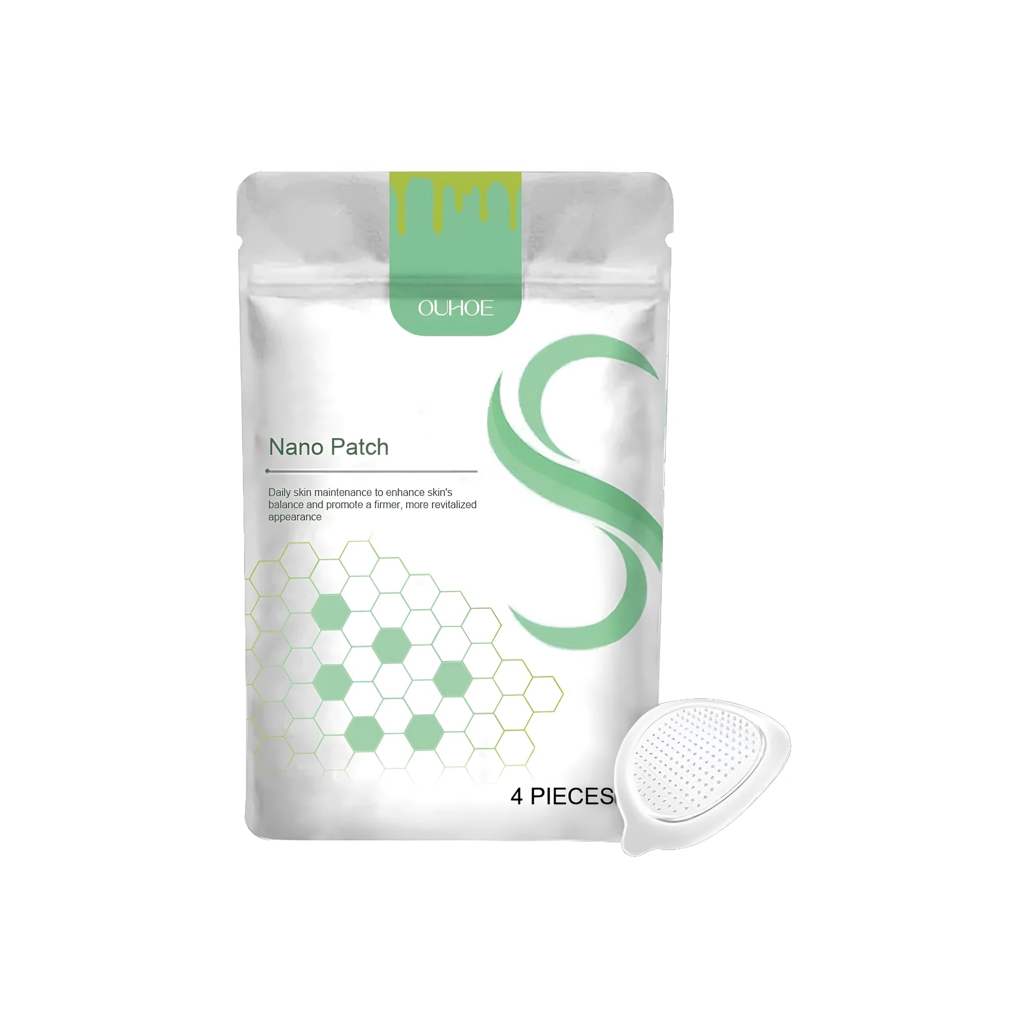 Four micro needle body shaping care patches with bee venom and botanical ingredients.