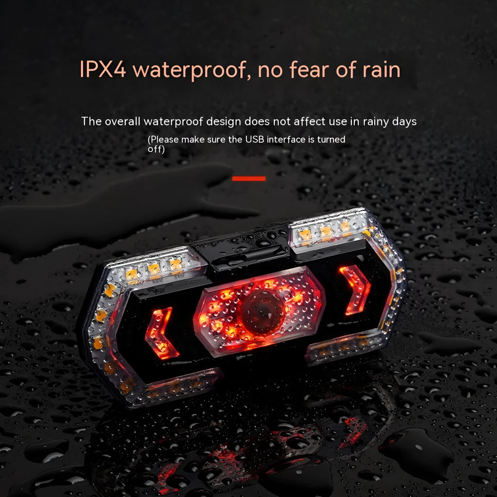 Black wireless remote control vehicle taillight with USB charging port and waterproof construction