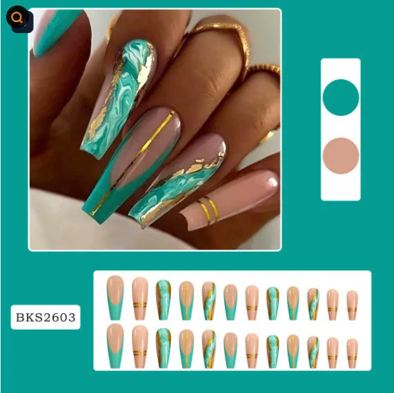 Ballet wave line detachable nail stickers in W067 colour with jelly glue packs
