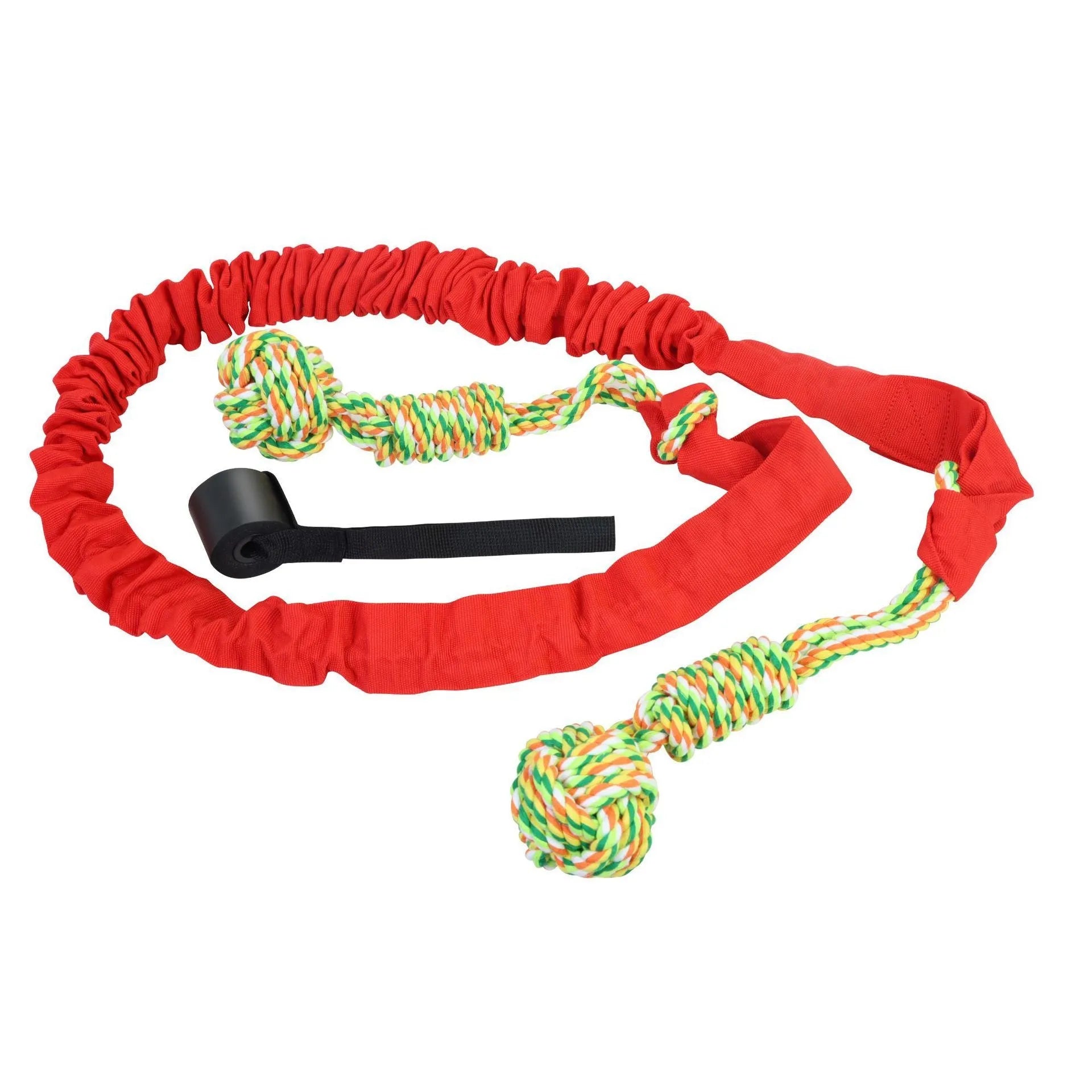 Cotton dog tug of war rope toy in black, grey, and red colour options