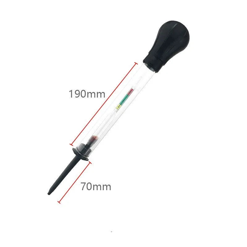 Glass electrohydraulic hydrometer for automotive battery electrolyte density testing