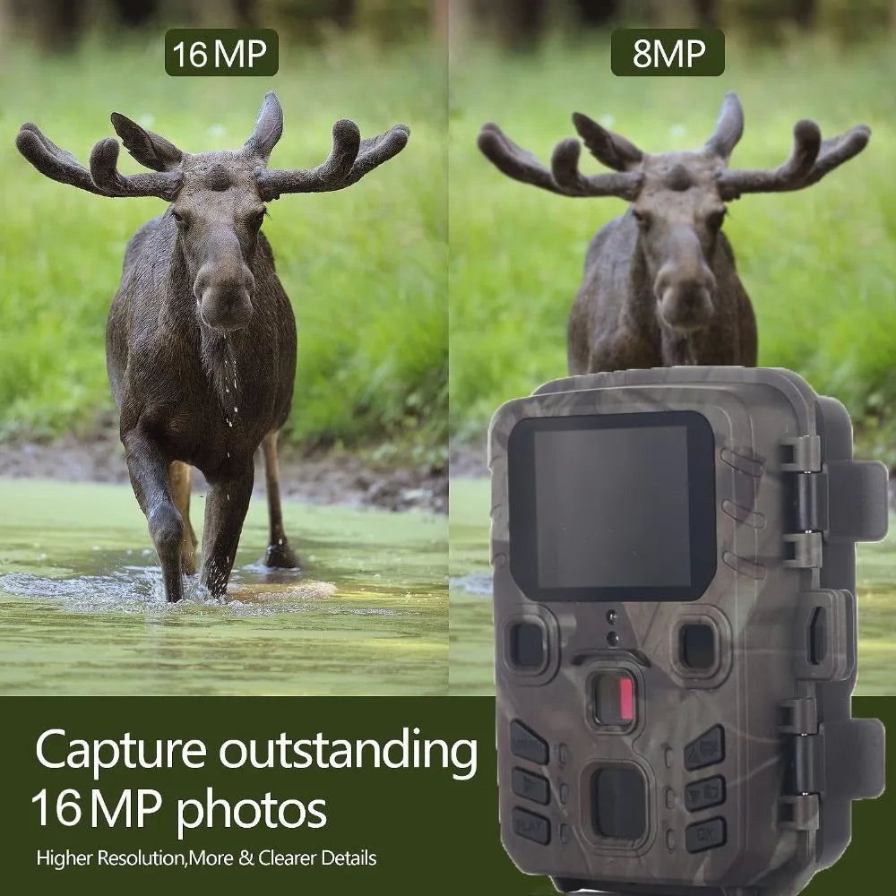 Black infrared night vision monitoring device with 12MP camera and TF Card slot