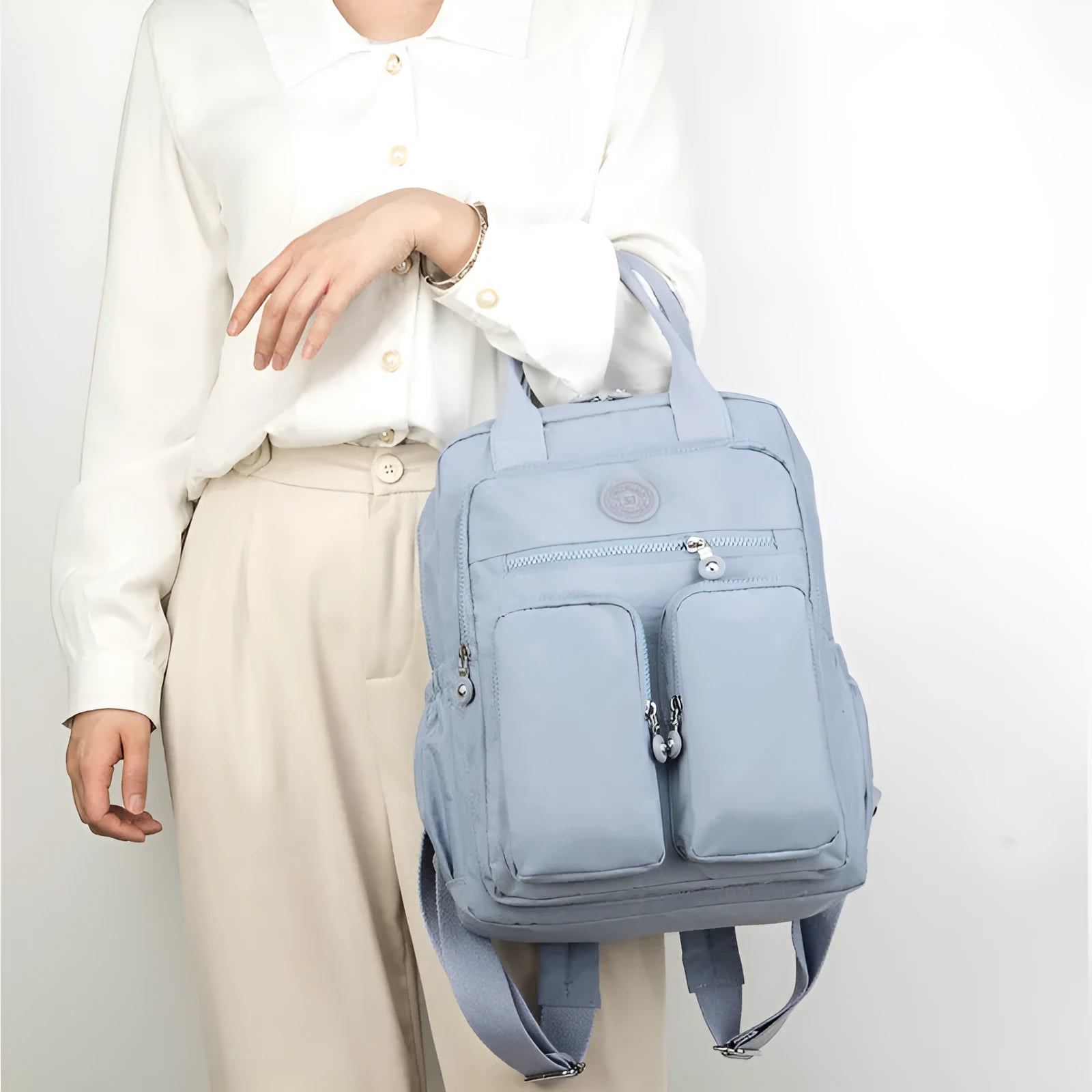 Waterproof travel backpack for women, large capacity, nylon material, multiple pockets, colour options