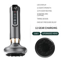 Green electric vacuum cupping massager device with USB charger on a white background