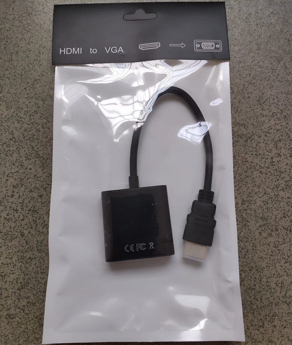 HDMI to VGA bus HD converter cable 0.3m, black, with copper wire and female VGA connector