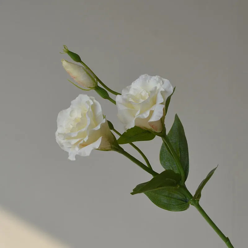 Artificial silk eustoma flower with three heads beige wedding home decoration