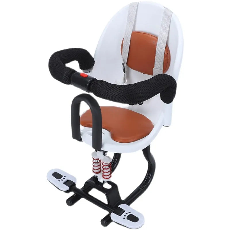 Front baby safety seat for electric scooters with high carbon steel frame in black, red or white