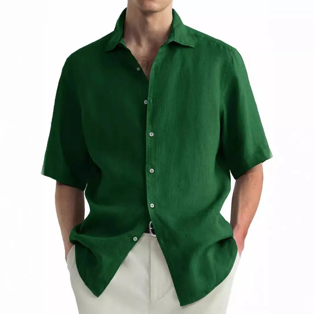 Men's washed cotton casual shirt in pure cotton fabric, regular fit cardigan style
