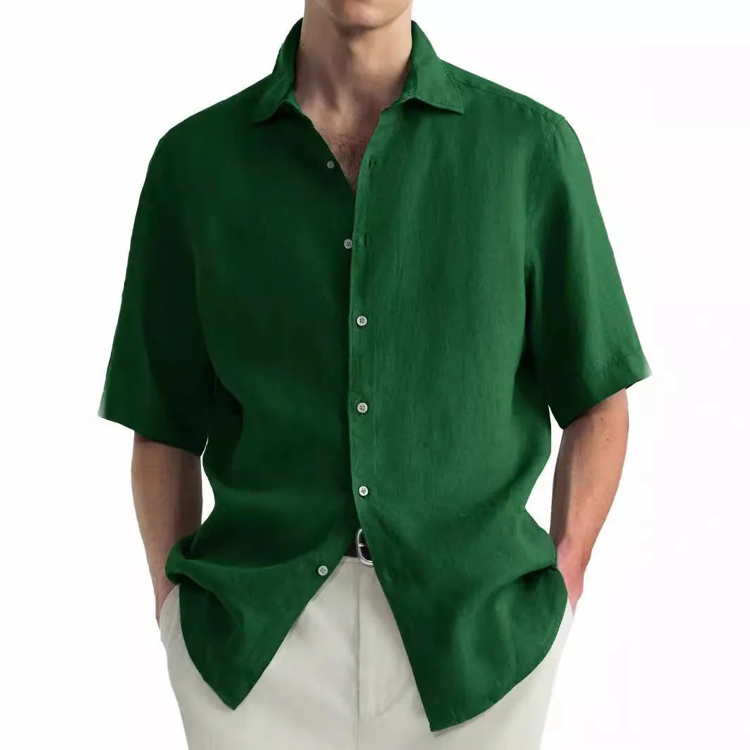 Men's washed cotton casual shirt in pure cotton fabric, regular fit cardigan style