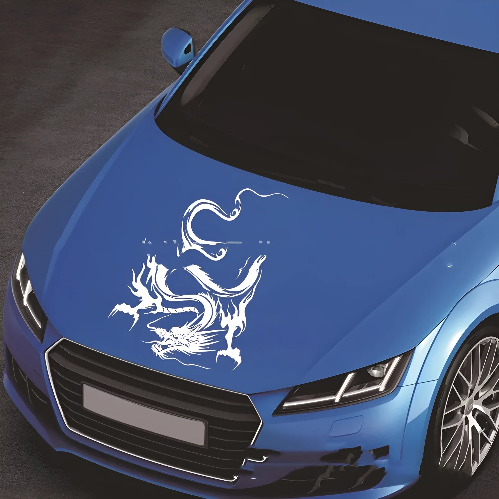 PET car body sticker with dragon design 50x36cm front end decal in matte gold