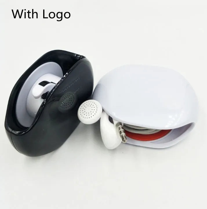 Automatic earphone cable winder retractor in multiple colours showing compact size