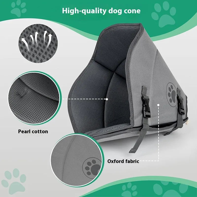 Pet sterilisation collar adjustable ring in polyester fabric showing L M XL size options