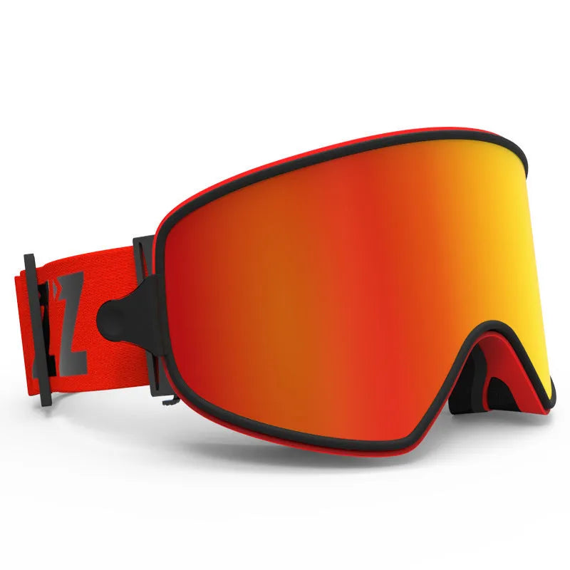 Magnet myopia ski goggles with anti-fog double-layer lens in blue piece colour, designed for prescription glasses