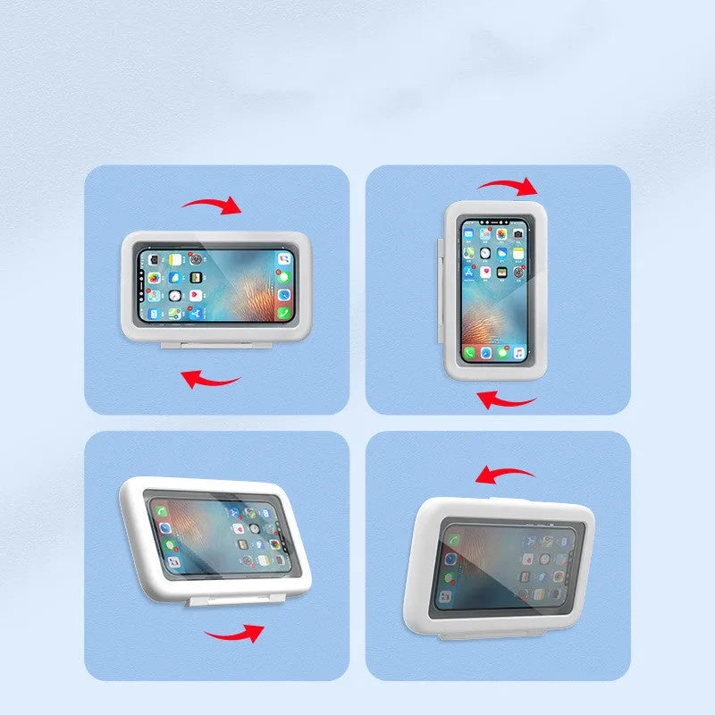 Waterproof shower phone holder case with touch screen for bathroom and kitchen mobile phone protection